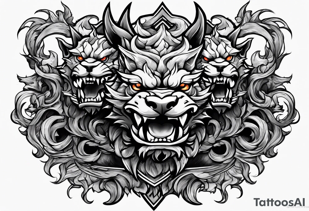 angry Cerberus tattoo idea