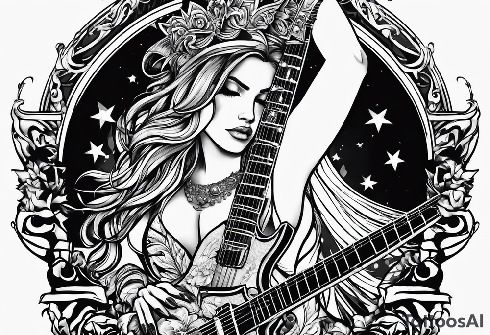 heavy metal music with guitar and vocals tattoo idea