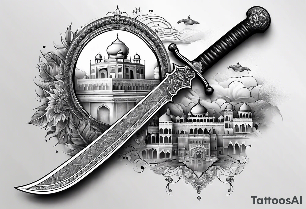 punjab map tattoo design with sword tattoo idea