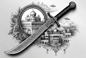 punjab map tattoo design with sword tattoo idea