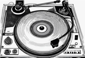 A recordplayer fineline minimalistic roftop from above tattoo idea