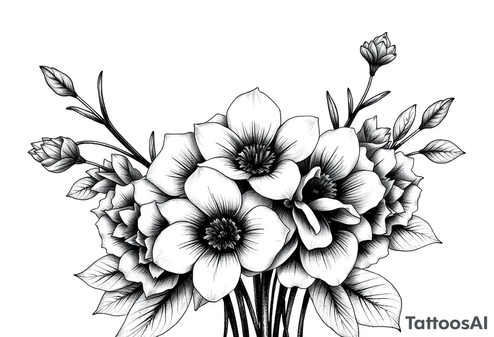 bouquet of flowers tattoo idea
