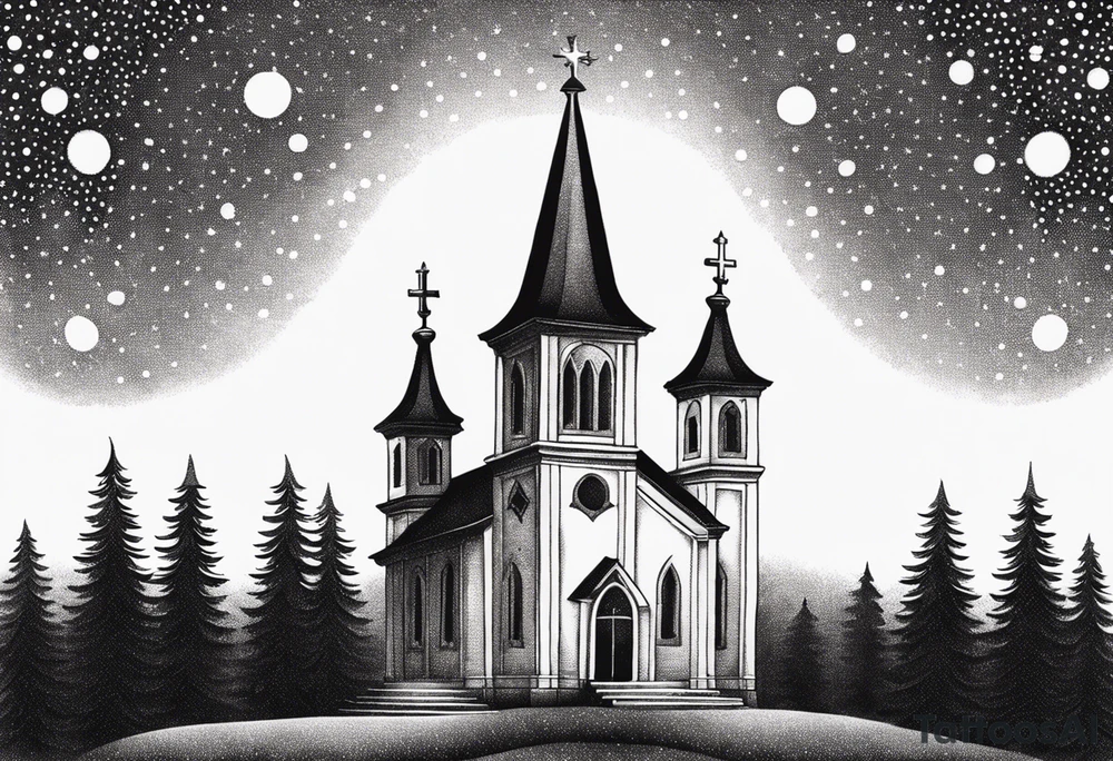 burning church tattoo idea