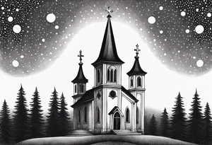 burning church tattoo idea