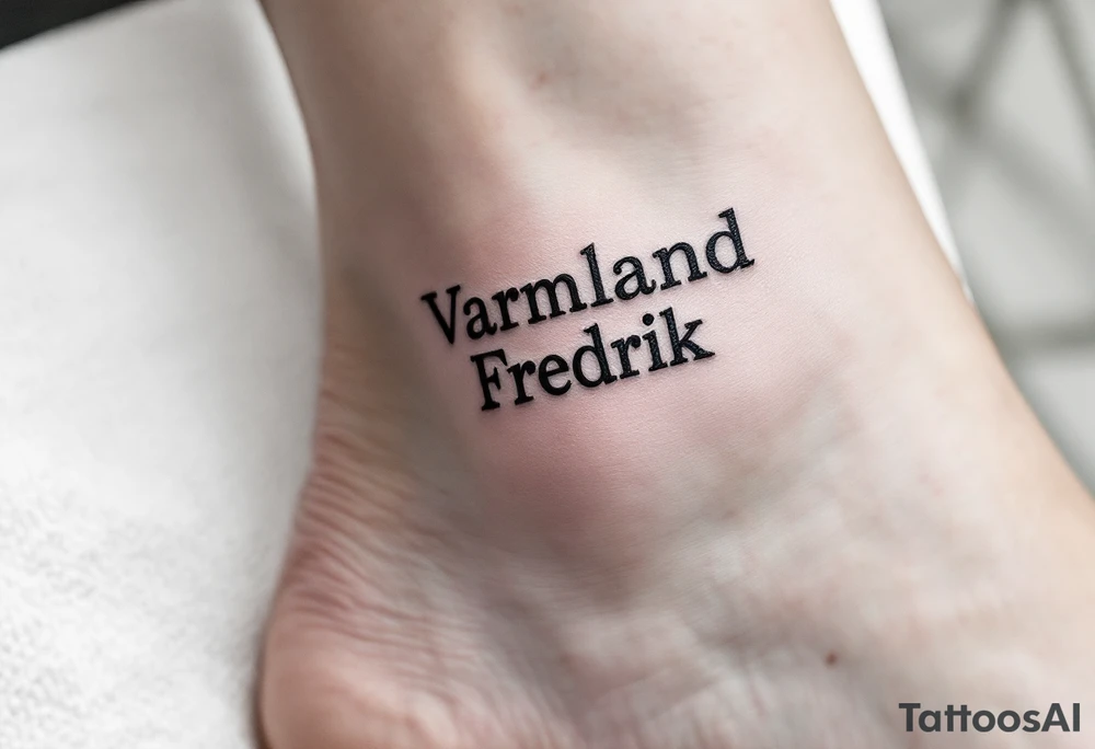 A combination of the words Värmland Cowrite Fredrik, enclosed by a heart tattoo idea