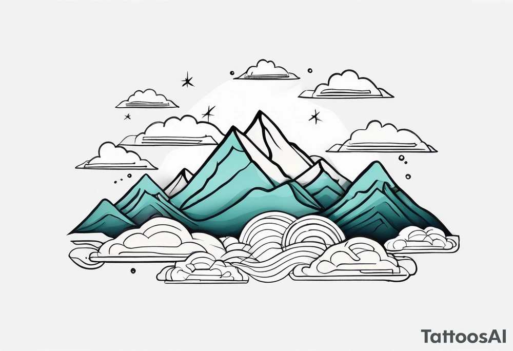 mountains with clouds tattoo idea