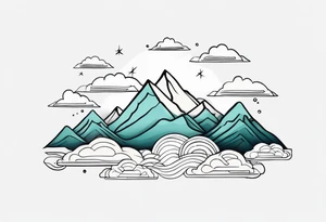 mountains with clouds tattoo idea