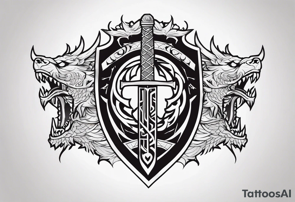 Viking valhalla sword shield dragon tattoo idea