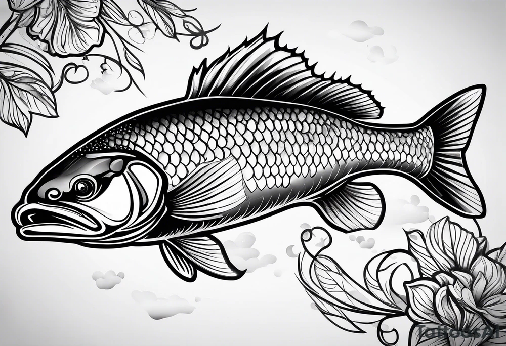 walleye line work tattoo idea