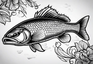 walleye line work tattoo idea