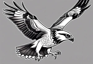 Geometric osprey in flight tattoo idea