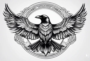 symmetrical outlines of a flying crow, without bows tattoo idea