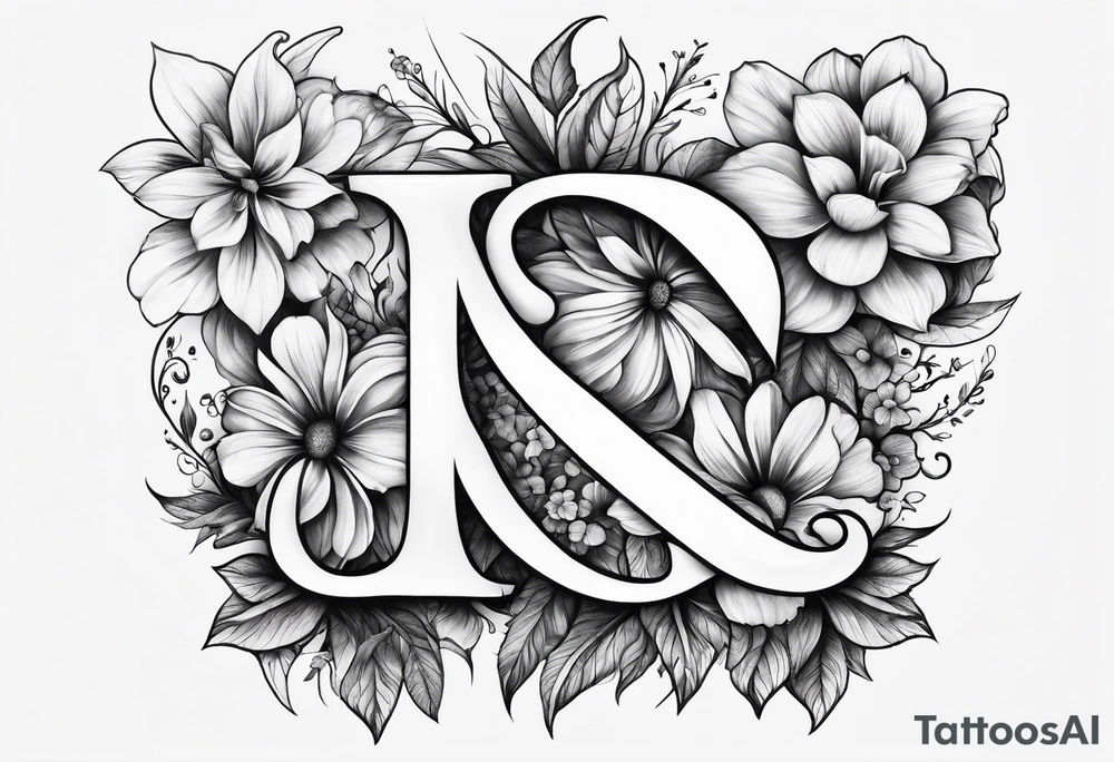 A Letter S made out of flowers tattoo idea
