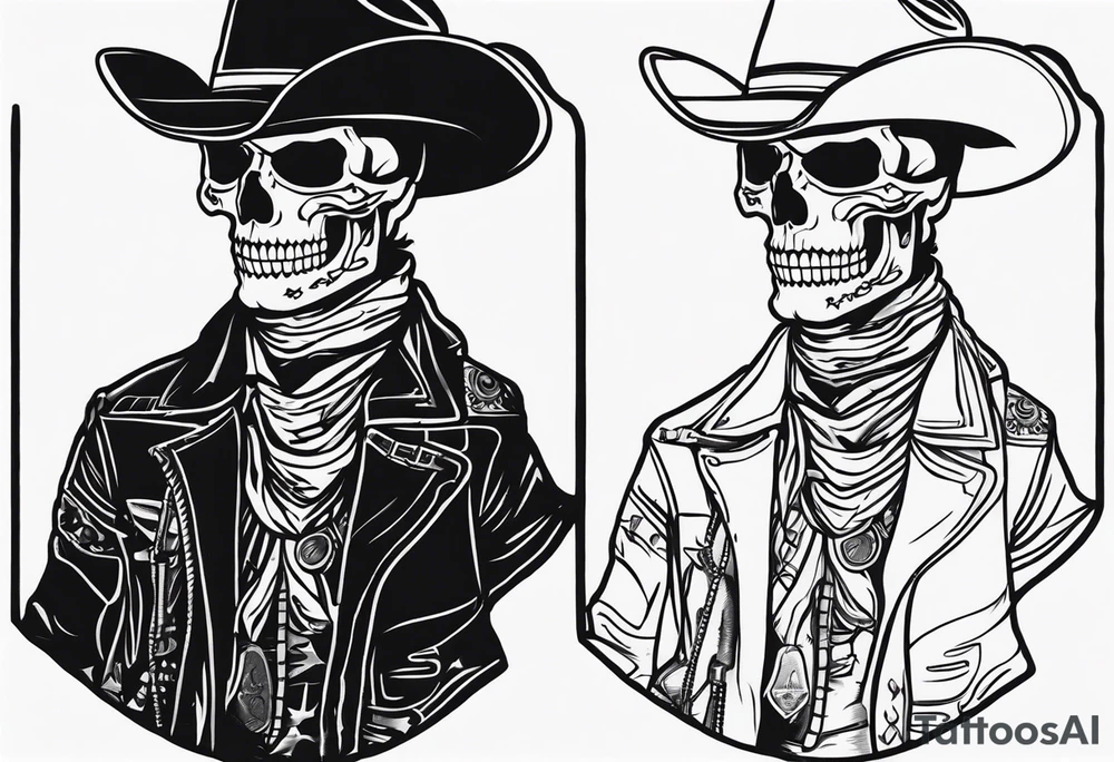 skeleton cowboy queer tattoo idea