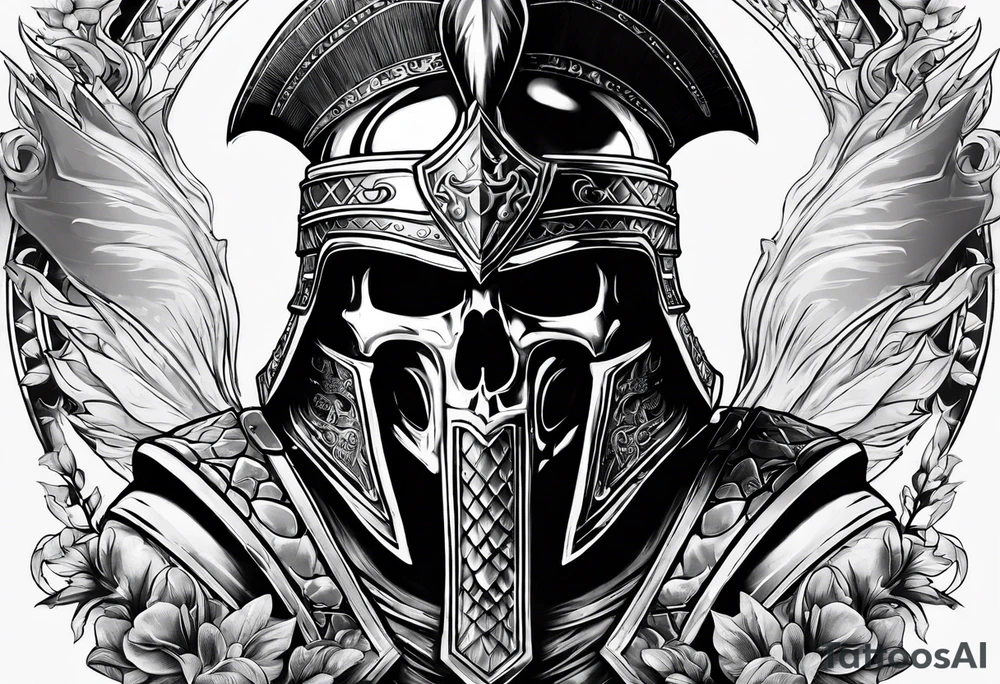 spartan soldier skull tattoo idea