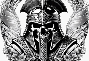 spartan soldier skull tattoo idea