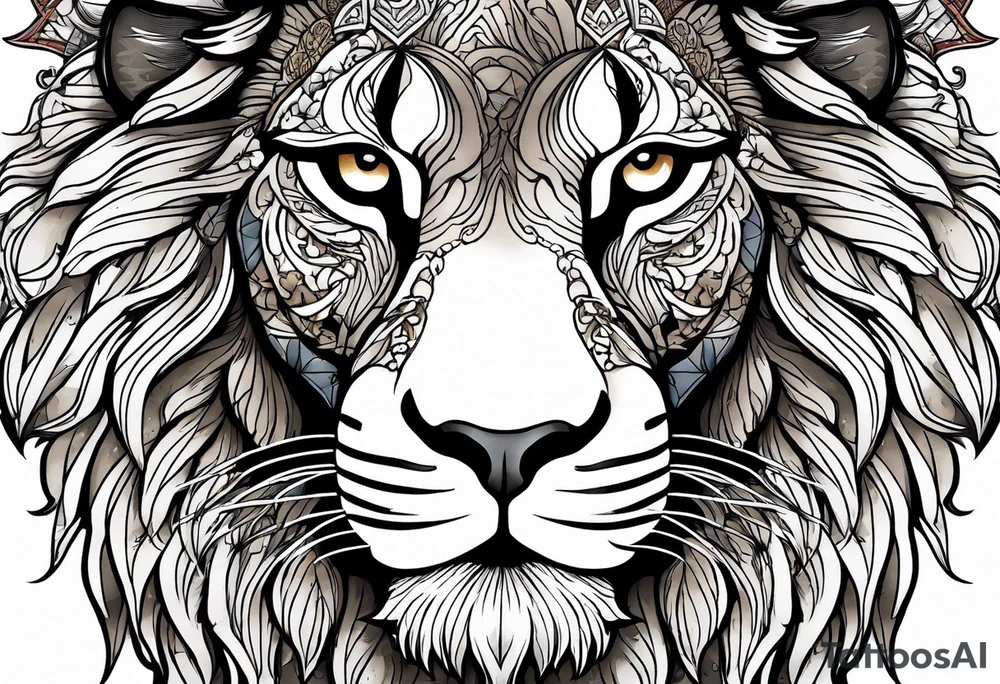 powerful majestic lion, close-up tattoo idea
