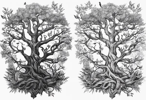 poison tree, strong, tall, birds tattoo idea