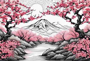 cherry blossom forest tattoo idea