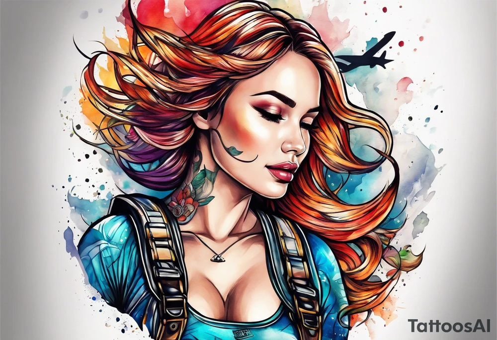 Woman skydiver tattoo idea
