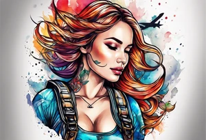 Woman skydiver tattoo idea
