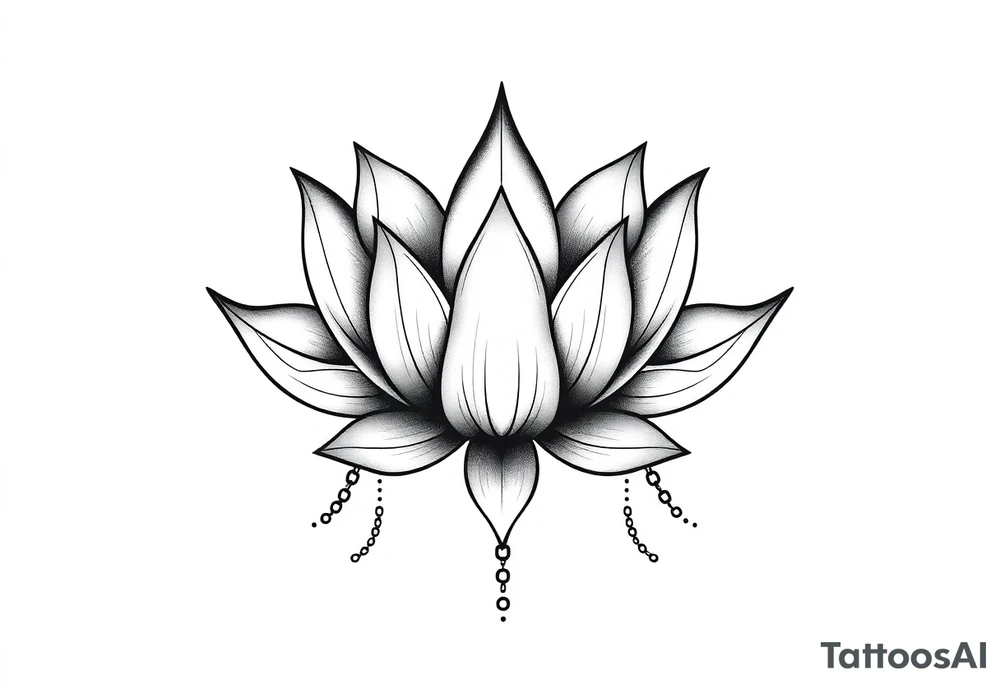 Lotus flower with dotwork chains tattoo idea