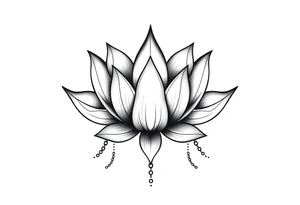 Lotus flower with dotwork chains tattoo idea