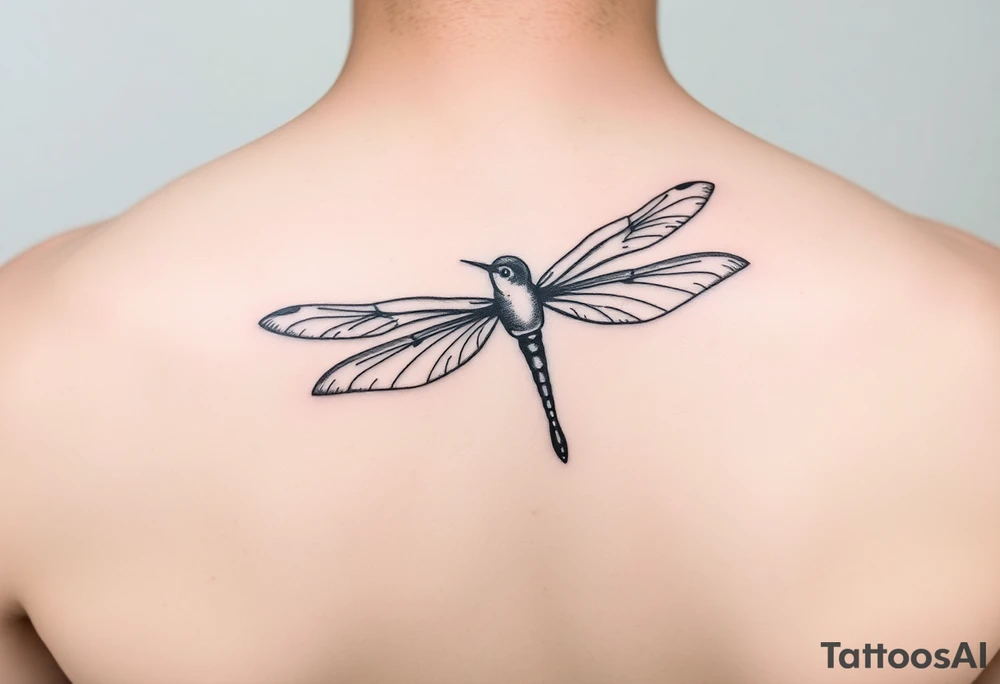 Dragonfly flying with a hummingbird tattoo idea