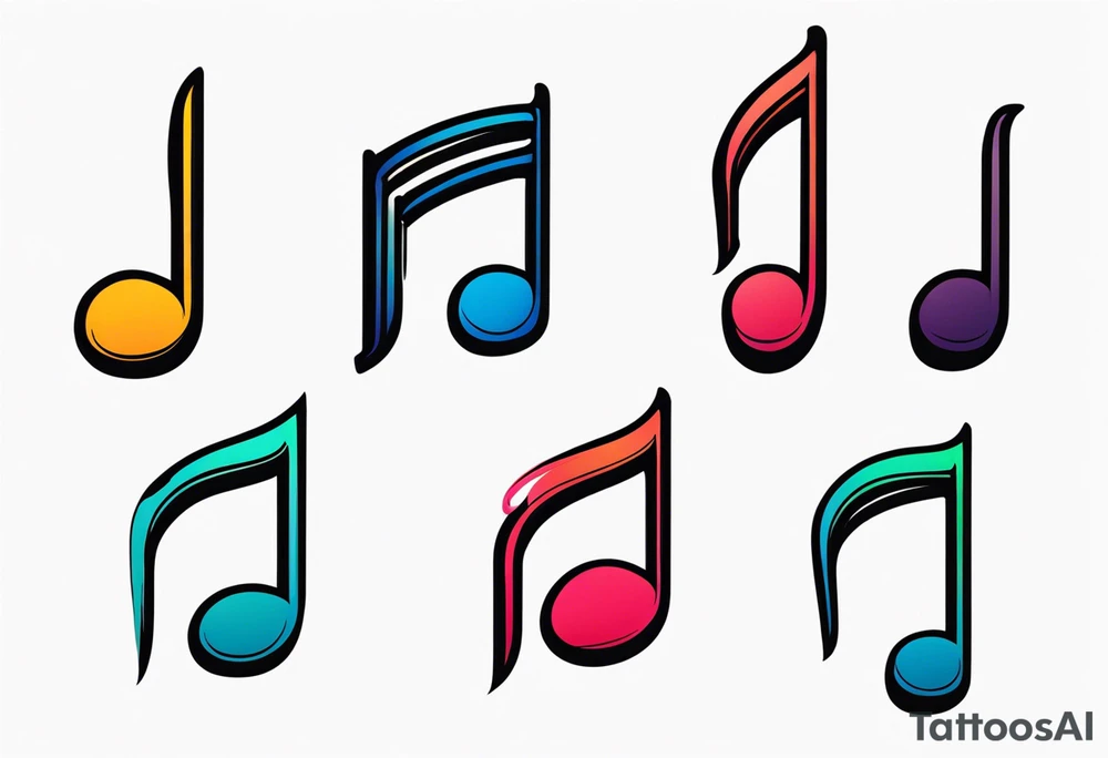 Simple minimalist tattoo depicting musical notes in the shape of letters “l” and “r” tattoo idea