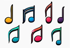 Simple minimalist tattoo depicting musical notes in the shape of letters “l” and “r” tattoo idea