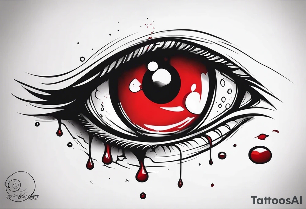 Bleeding one red eye sleeve tattoo design tattoo idea