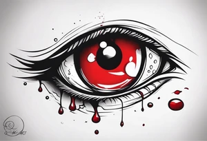 Bleeding one red eye sleeve tattoo design tattoo idea