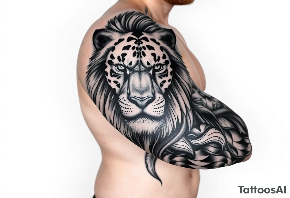 the king of the jungle sleeve tattoo idea