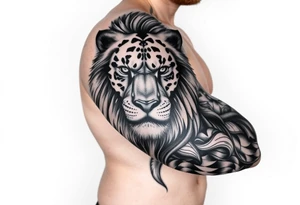 the king of the jungle sleeve tattoo idea