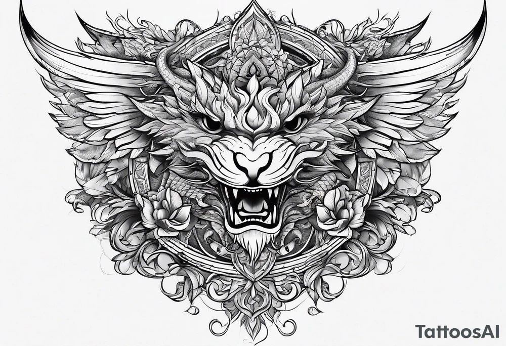 Weiblicher drachenkopf tattoo idea