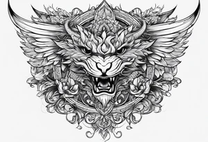 Weiblicher drachenkopf tattoo idea