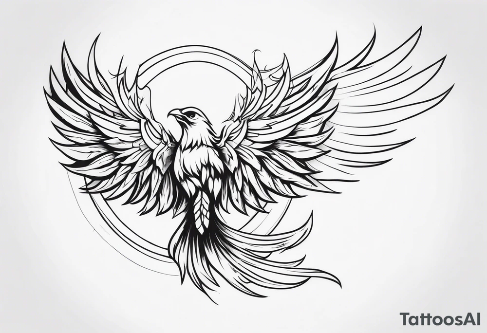 Half Phoenix Half Skeleton tattoo idea