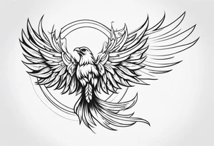 Half Phoenix Half Skeleton tattoo idea