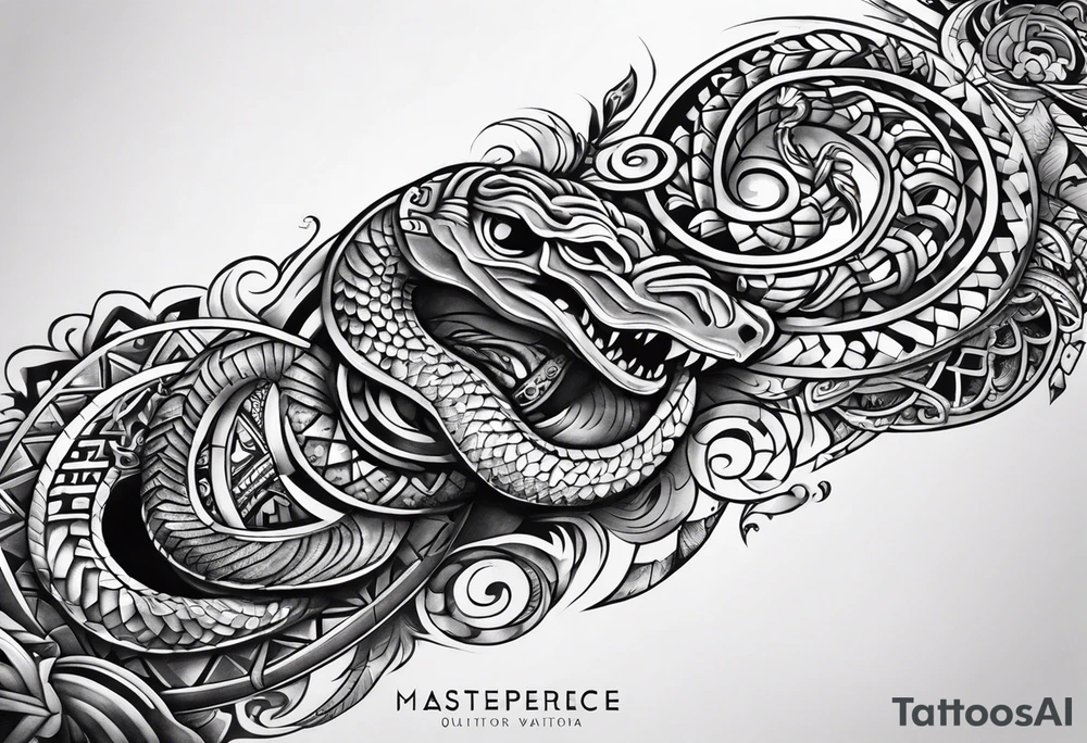 aztec snake sleeve tattoo idea