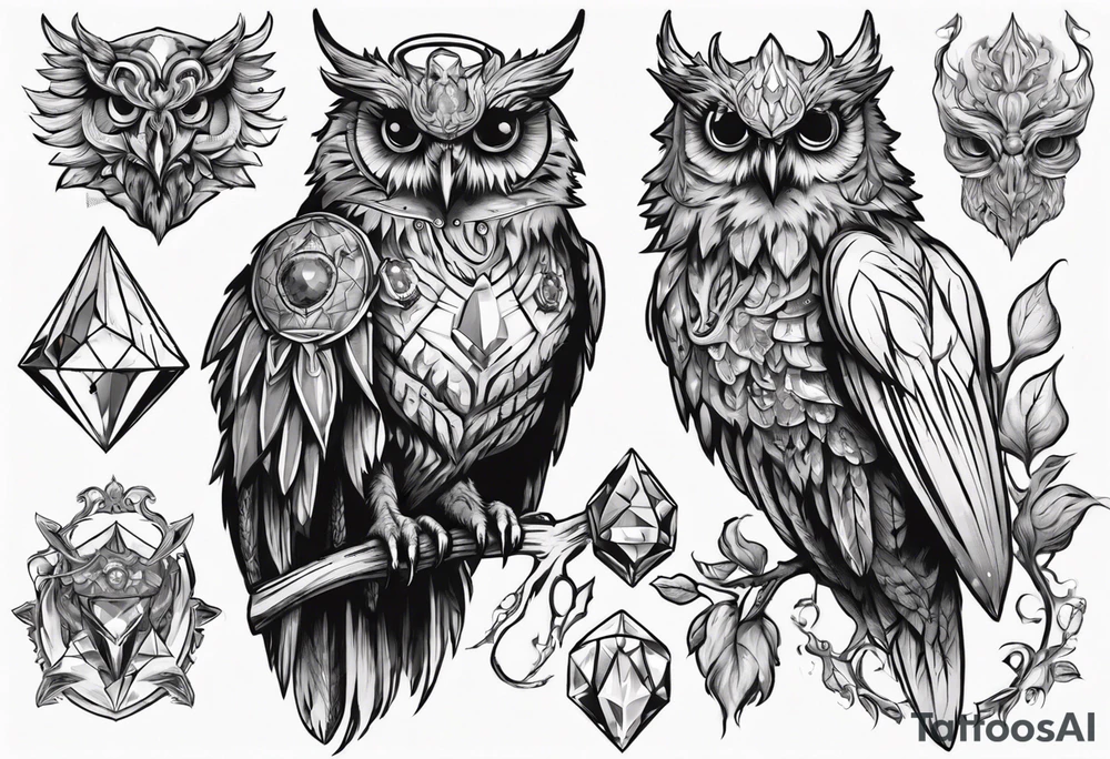 The Demon Owl Stolas, a Prince of Hell who is obsessed with gems, knowledge of astrology and poisonous plants. tattoo idea