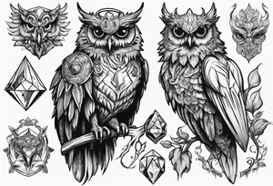 The Demon Owl Stolas, a Prince of Hell who is obsessed with gems, knowledge of astrology and poisonous plants. tattoo idea