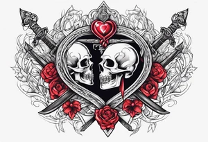 Sacred heart of marry with swords and Cancer ribbon chest tattoo tattoo idea