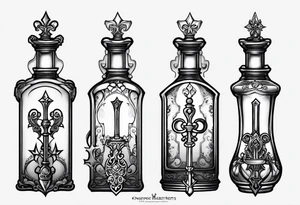 Kingdom hearts keyblade in a Felix felicis potion bottle tattoo idea