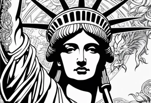 Hot Statue of Liberty with dragon wrap tattoo idea