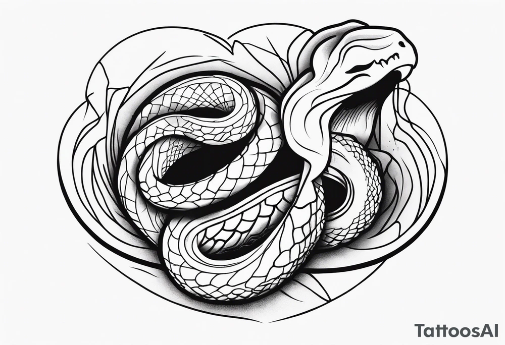 a snake who has swallowed a heart tattoo idea