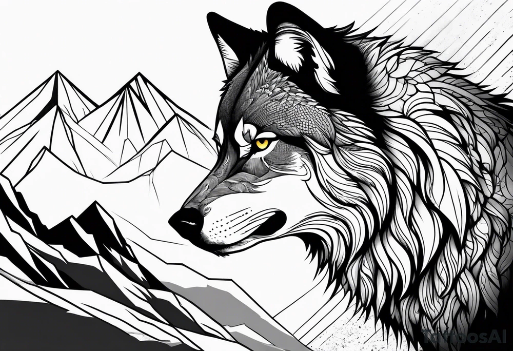 Mountains, wolf under tattoo idea