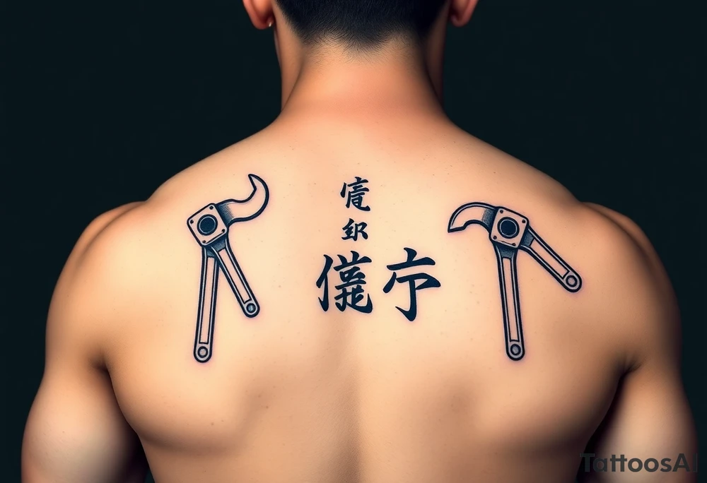 Straight Pipe Wrenches and kanji tattoo idea