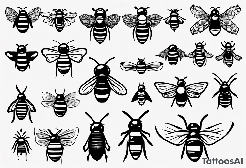 Biene, comic, klein, seitenansicht , mit gesicht tattoo idea Biene, comic, klein, seitenansicht , mit gesicht tattoo idea