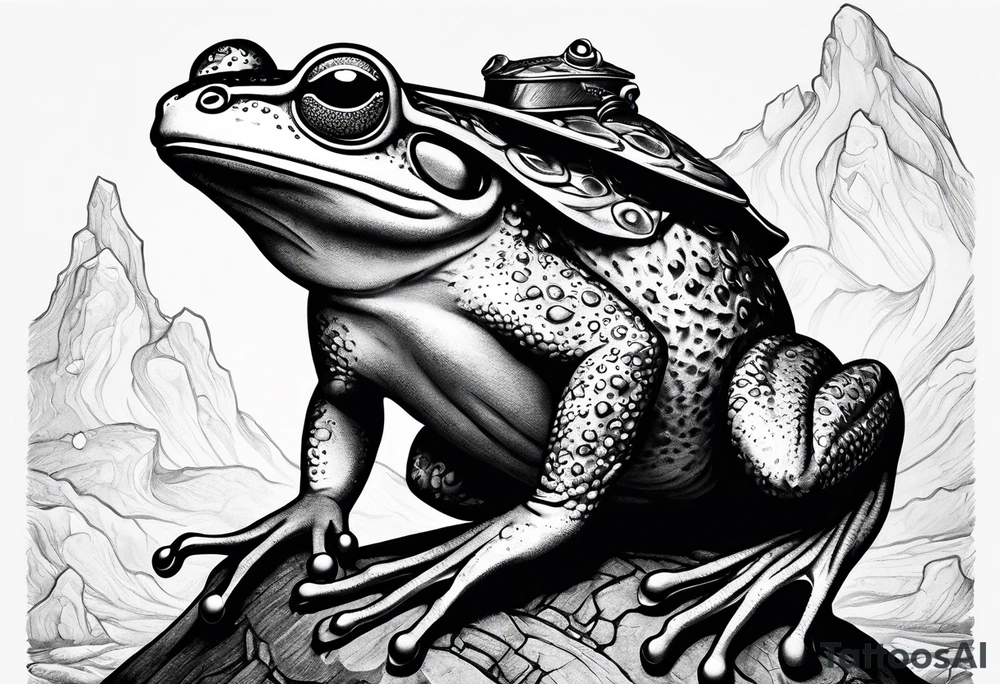Frog riding rat, battle, illustrative tattoo idea