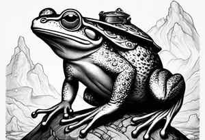 Frog riding rat, battle, illustrative tattoo idea